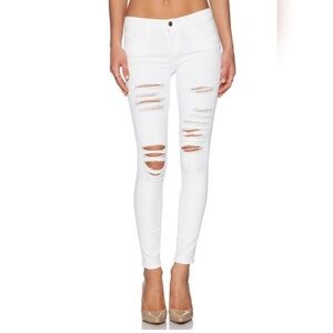 FRAME DENIM Le Skinny De Jeane Blanc White Distressed Jeans 27